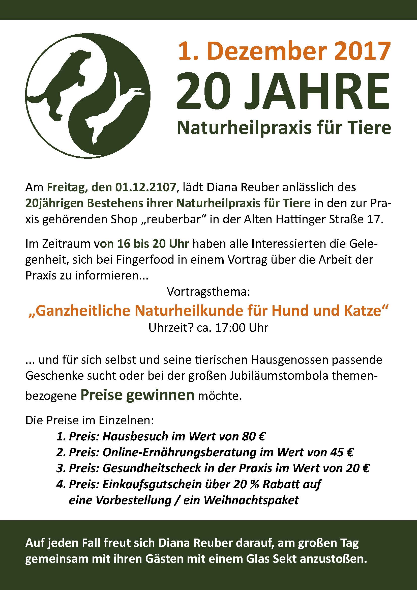 20 Jahre Naturheilpraxis für Tiere